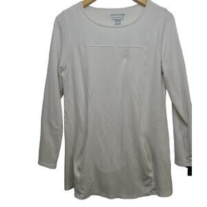 Soft Surroundings‎ Womens SZ Med White Long Sleeve Pullover Top w Front Pockets